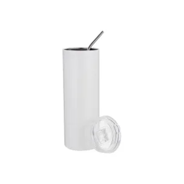 Stainless Steel Skinny Tumbler with Straw and Lid Thumbnail
